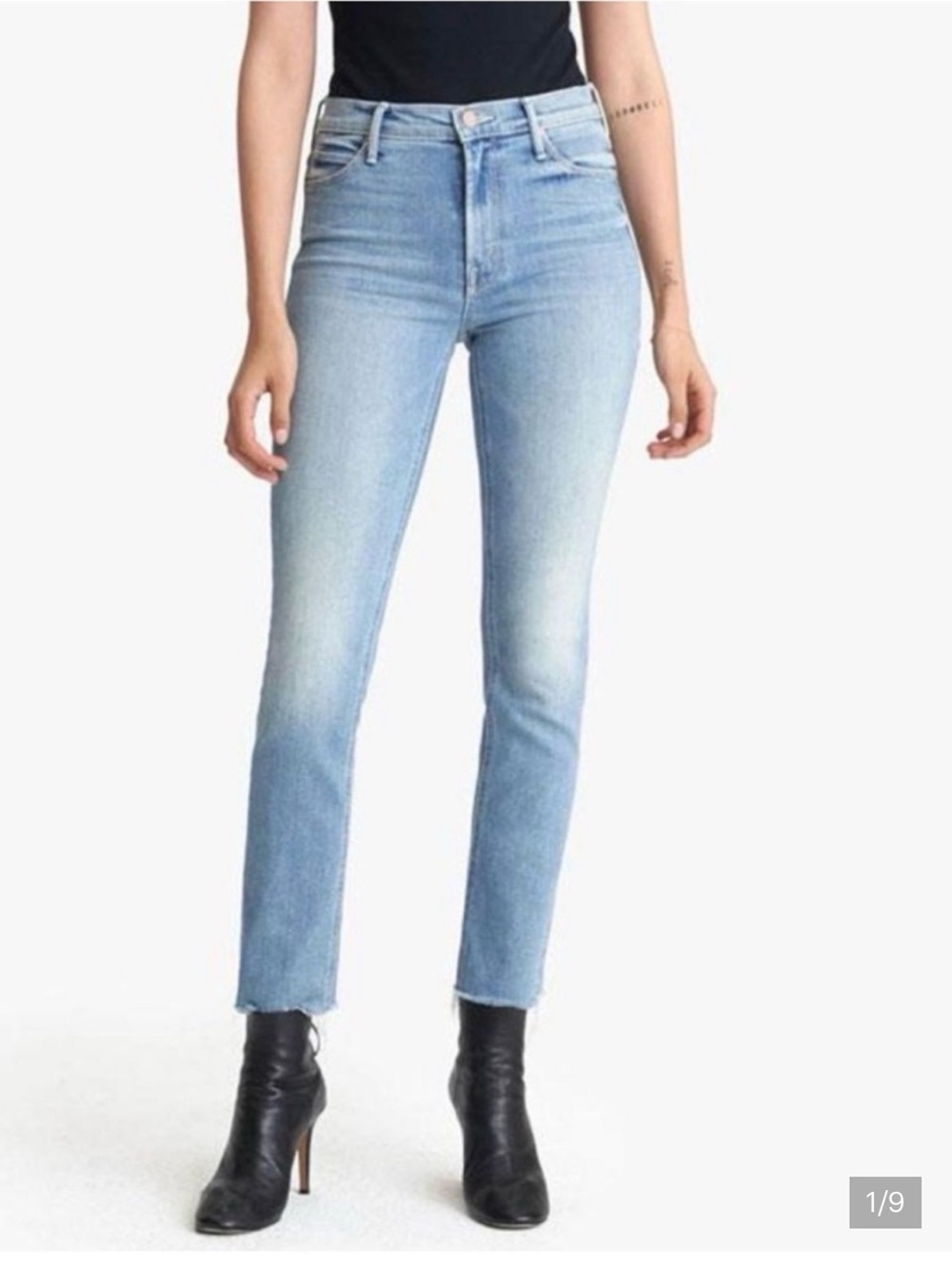 MOTHER Light Blue High-Rise Ankle Crop Jeans